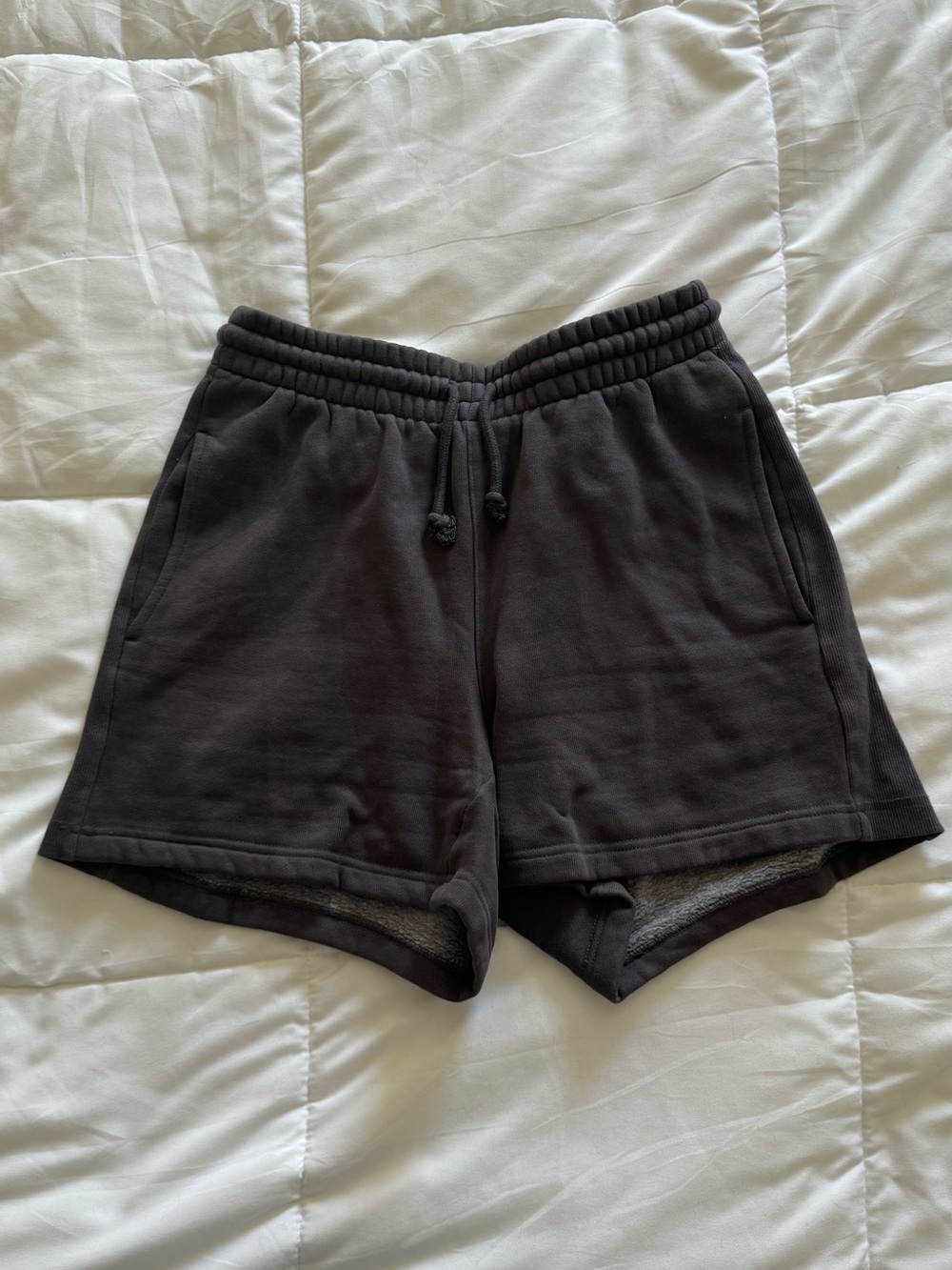 TNA Cozyaf Fleece-Back Sweat Shorts in Charcoal Gray